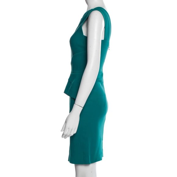 REVOLVE DRESS Roland Mouret One Shoulder Sheath Mini Dress Blue/Teal SZ SMALL - Picture 2 of 16